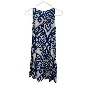 Cezanne BOHO blue and white mini flair dress